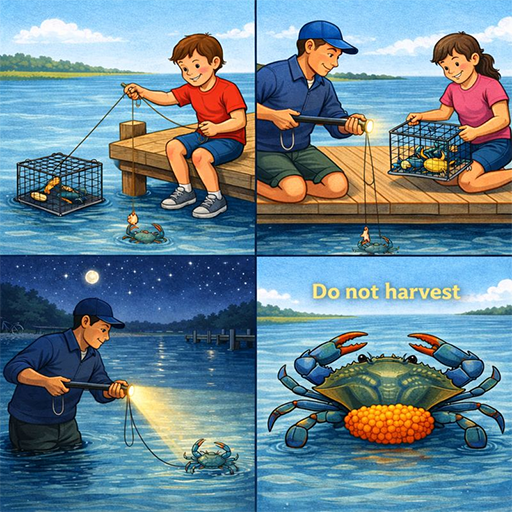 Crabbing from the dock