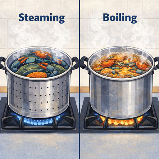 Steaming vs boiling crabs