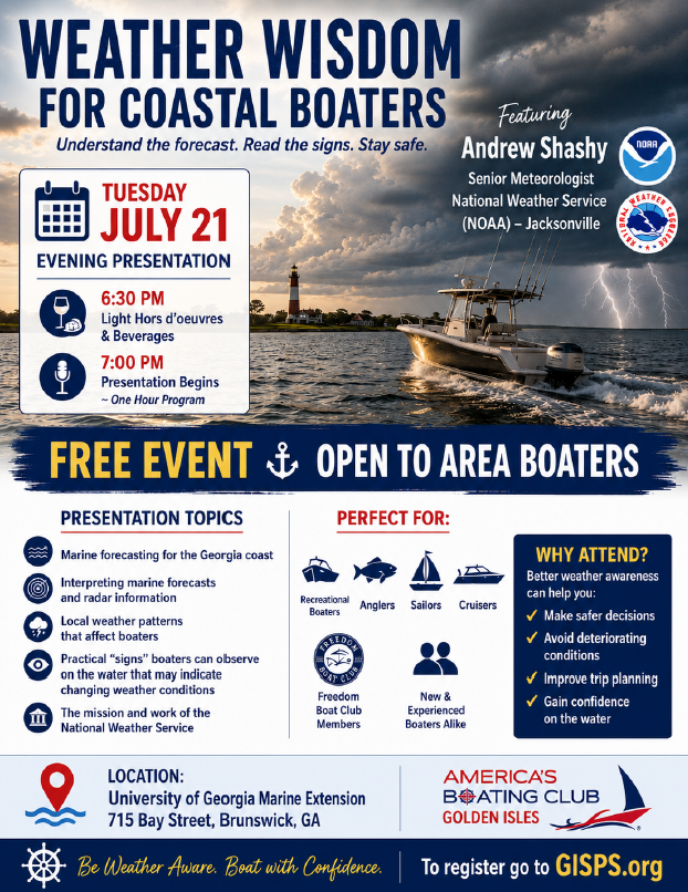 Weather Wisdom for Coastal Boaters event flyer